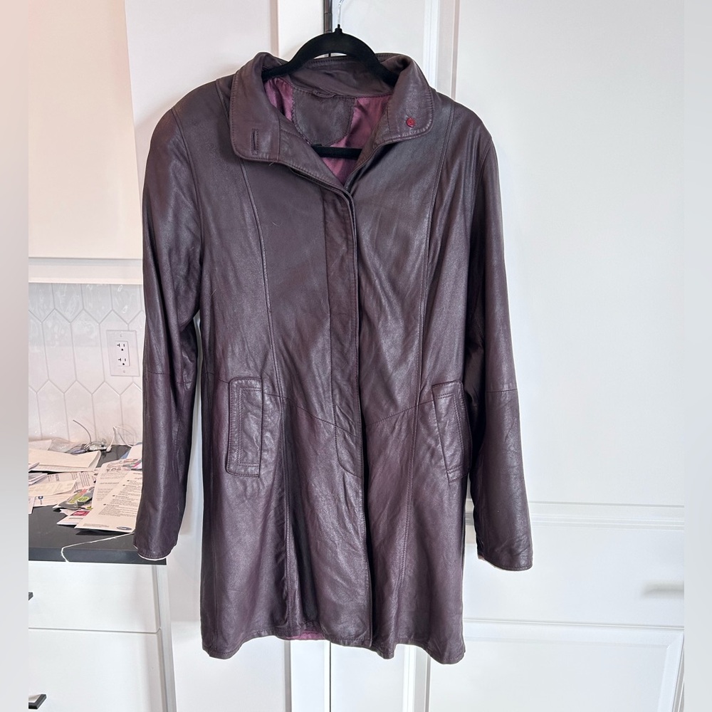 Vintage Purple Lambskin Leather Jacket Soft Genuine Leather Coat Luxury Wear
